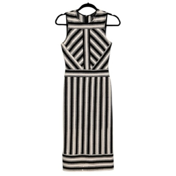 Topshop Airtex Mesh Stripe Midi Dress size 4 - Picture 3 of 6